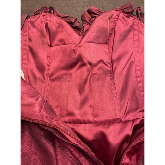 Burgundy Holiday Party Dress Black Tulle Rhinestone Sze 4 Whimsigoth Christmas - Picture 8 of 14